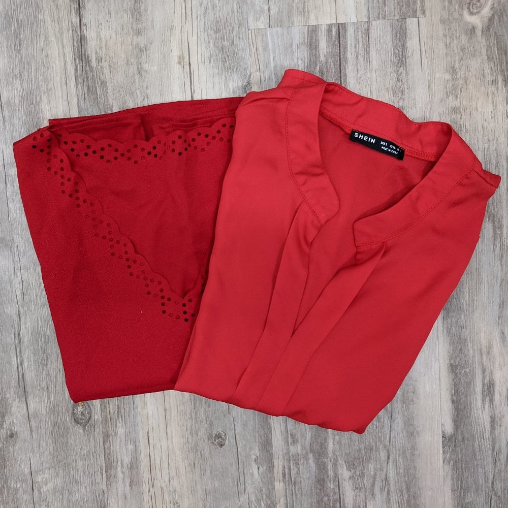 Lot of 2 Red Tops Bundle SHEIN/Unbranded Size Small
